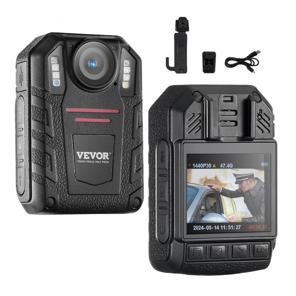 1440P HD Police Body Camera, 64GB Body Cam with Audio Video Recording Picture, Built-in 2850 mAh Battery, 2.0" LCD, Infrared Night Vision, Waterproof Personal Body Cam for Law Enforcement