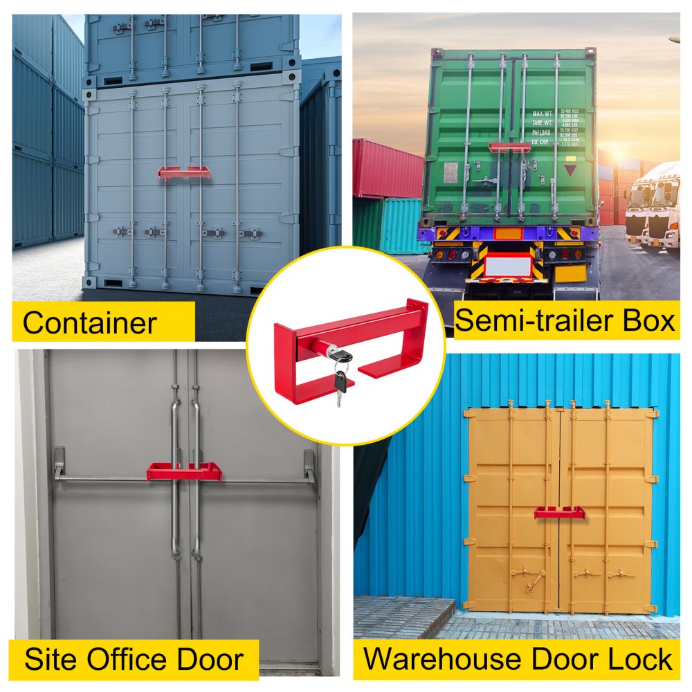 Cargo Container Lock 9.84"-17.32" Locking Distance,Semi Truck Door Locks with 2 Keys, Shipping Container Accessories Red Powder-Coated with Spring Lock (Small Size)