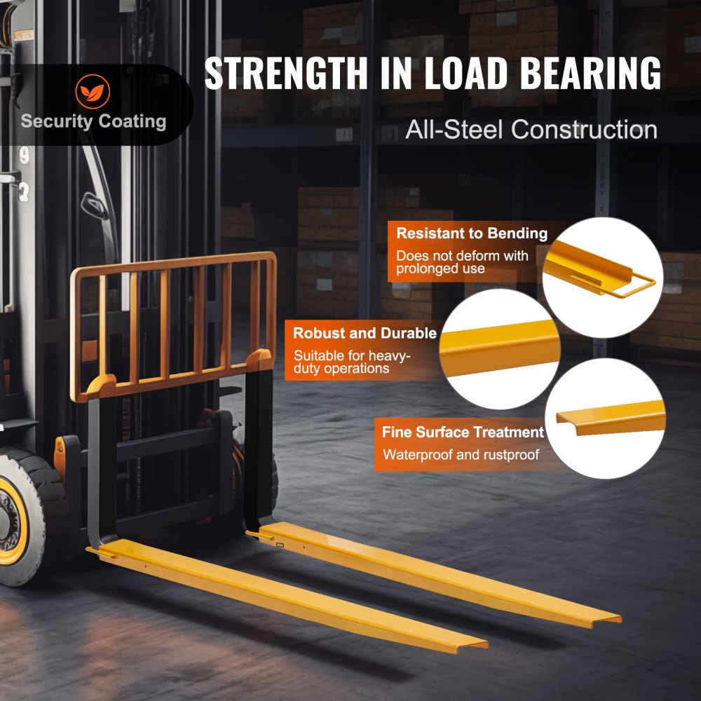 Pallet Fork Extensions, 72" Length 5.5" Width, Heavy Duty Carbon Steel Fork Extensions for Forklifts, 1 Pair Forklift Extensions, Industrial Forklift Fork Attachments for Forklift Truck, Yellow