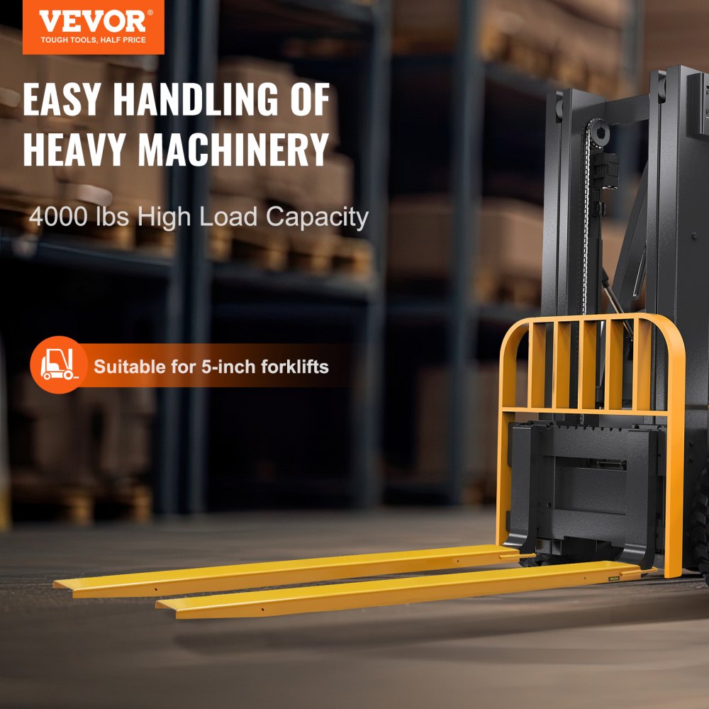 Pallet Fork Extensions, 84" Length 5.5" Width, Heavy Duty Carbon Steel Fork Extensions for Forklifts, 1 Pair Forklift Extensions, Industrial Forklift Fork Attachments for Forklift Truck, Yellow