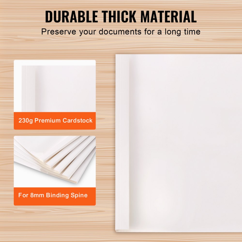 Thermal Binding Covers, 10 Pack Thermal Presentation Covers 5/16 inch Spine Holds 2-240 Sheets, PVC Transparent Front Cover and White Back Cover, Letter Size