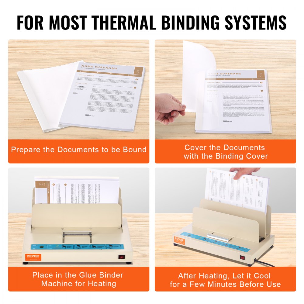 Thermal Binding Covers, 10 Pack Thermal Presentation Covers 5/16 inch Spine Holds 2-240 Sheets, PVC Transparent Front Cover and White Back Cover, Letter Size