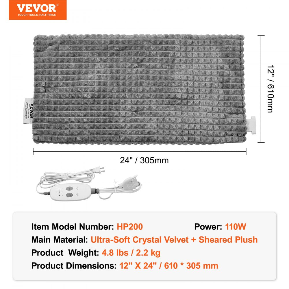 Massaging Weighted Heating Pad Heat Vibrations 12 x 24 in 4.8 lbs for Back