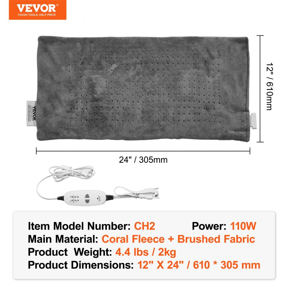Massaging Weighted Heating Pad Heat Vibrations 12 x 24 in 4.4 lbs for Back