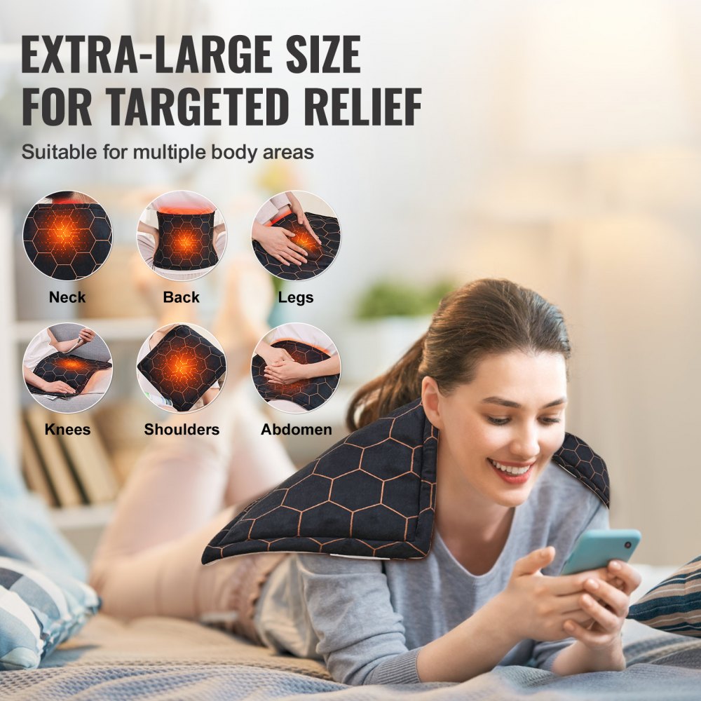 Weighted Heating Pad with Far Infrared Therapy 12 x 24 in for Pain Relief