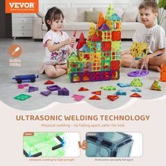 Magnetic Tiles Magnetic Building Toy 180 PCS Magnet Blocks for Kids 3D Set
