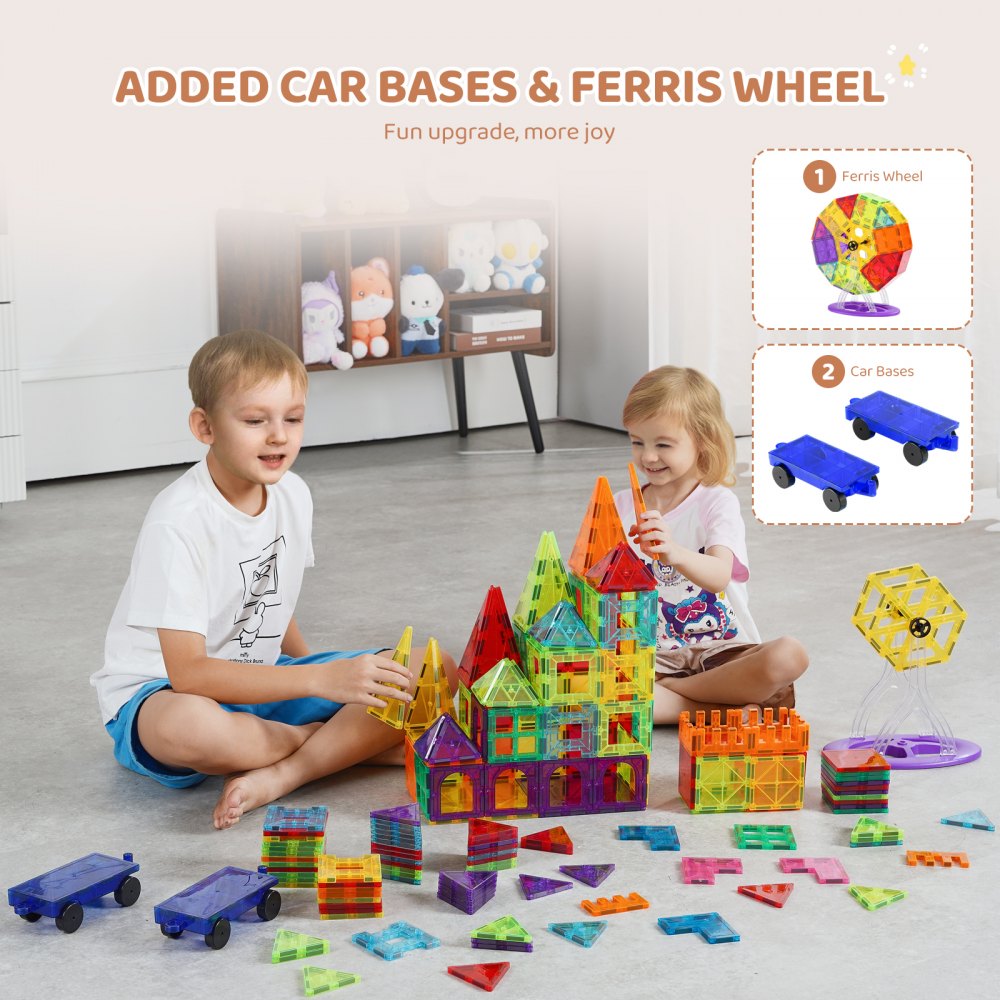Magnetic Tiles Magnetic Building Toy 180 PCS Magnet Blocks for Kids 3D Set