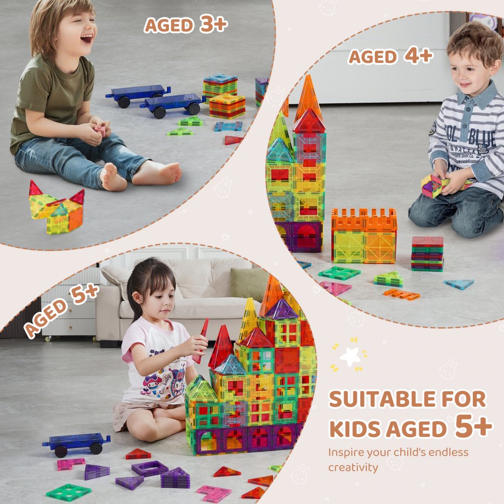 Magnetic Tiles Magnetic Building Toy 180 PCS Magnet Blocks for Kids 3D Set
