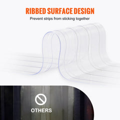 Strip Curtain, 75` Length, 8" Width, 0.08" Thickness, Clear Ribbed Plastic Door Strips, PVC Curtain Strip Door Bulk Roll for Warehouses, Factories, Supermarkets, Shopping Malls, Halls, Garages