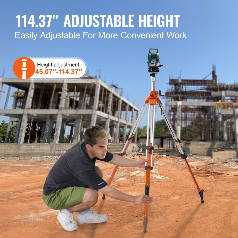 Laser Level Tripod Stand 5/8"-11 Thread 45.07-114.37 in Height Adjustment