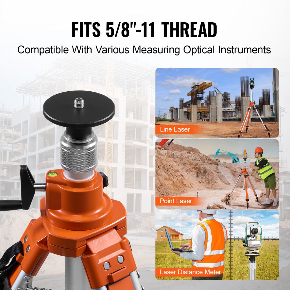 Laser Level Tripod Stand 5/8"-11 Thread 45.07-114.37 in Height Adjustment