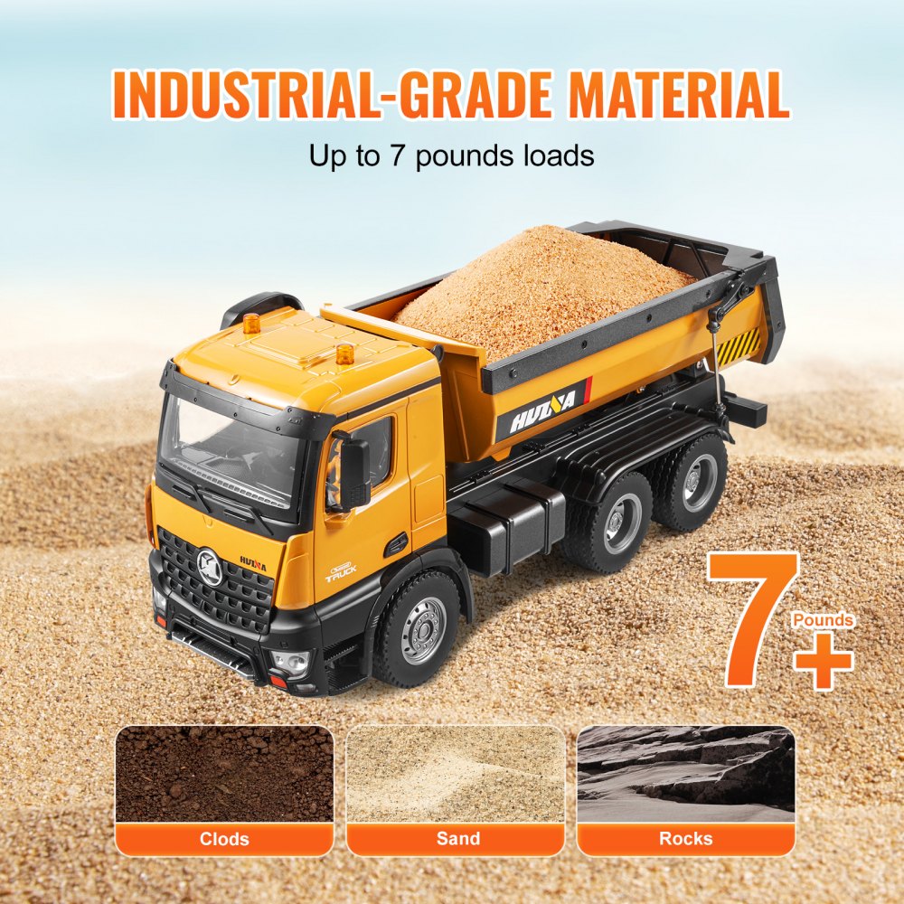 RC Remote Control Dump Truck Toy Construction Vehicle Toy 10CH 1:14 Scale