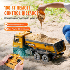RC Remote Control Dump Truck Toy Construction Vehicle Toy 10CH 1:14 Scale