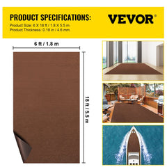 Marine Carpet, 6 x 18 ft Boat Carpeting, Deep Brown Marine Grade Boat Carpet, Indoor/Outdoor Marine Carpeting with Water-Proof TPR Backing, Water-Proof Carpet Roll for Home, Patio, Porch, Deck