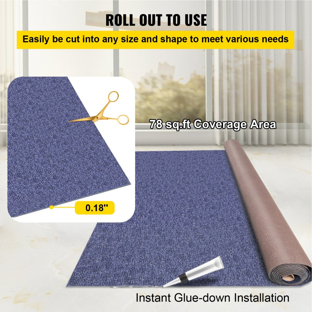 Deep Blue Marine Carpet 6 ft x 13.1 ft Marine Carpeting Marine Grade Carpet for Boats with Waterproof Back Outdoor Rug for Patio Porch Deck Garage Outdoor Area Rug Runner Non-Slide Porch Rug