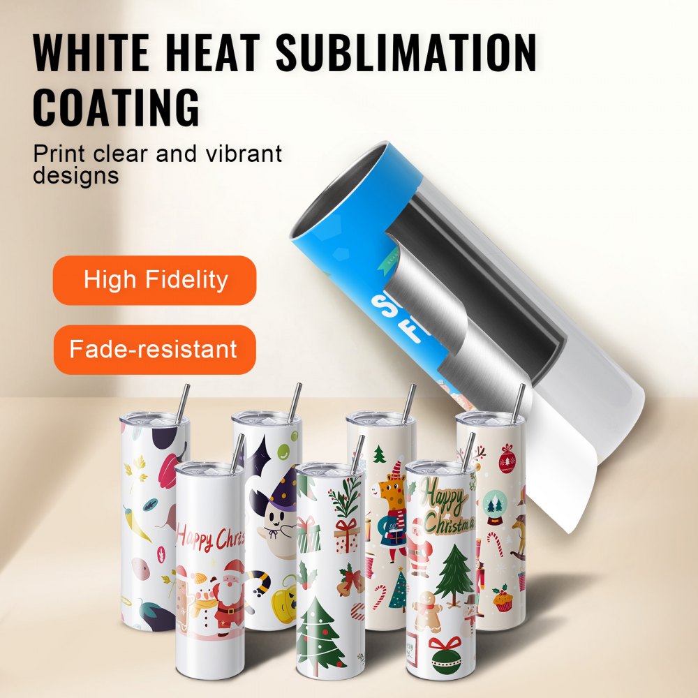 8 Pack 30 Oz Sublimation Tumblers, Skinny Straight Stainless Steel Blanks Cups, Stainless Steel Double Wall Tumbler for Heat Transfer Customized Gifts with Lid and Straw, Gift Box
