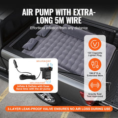 Truck Bed Air Mattress, for 6-6.5 ft Full Size Truck Beds, Inflatable Air Mattress Camping Bed with 12V Air Pump 2 Pillows, Carry Bag, for Chevrolet Silverado, Dodge Ram, Ford 150/250/350