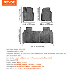 Automotive Floor Mats Fits for Chevrolet Silverado/GMC Sierra 1500 3 pcs
