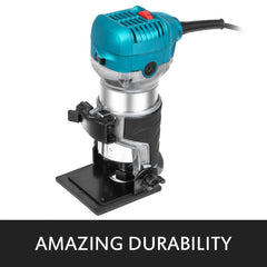 Bostome Compact Router Kit with fixed and plunge bases, featuring variable speed control.