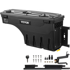 Truck Bed Storage Box, Lockable Lid, Waterproof ABS Wheel Well Tool Box 6.6 Gal/20 L, Compatible with Chevrolet Silverado 1500 GMC Sierra 1500 2019-2021, Passenger Side, Black