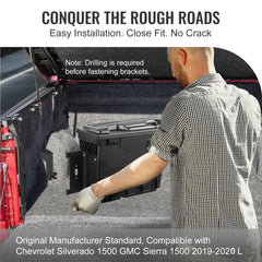 Truck Bed Storage Box, Lockable Lid, Waterproof ABS Wheel Well Tool Box 6.6 Gal/20 L, Compatible with Chevrolet Silverado 1500 GMC Sierra 1500 2019-2021, Driver Side, Black