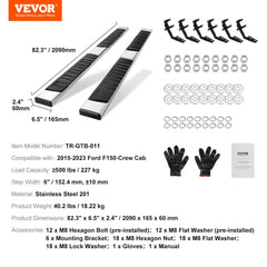 Running Boards 6" Step Bars Fit 2015-2023 Ford F150-Crew Cab 500 LBS 2 PCS