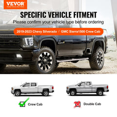 Running Boards, 6" Step Bars Compatible with 2019-2023 Chevy Silverado/GMC Sierra 1500/2020-2024 Silverado/Sierra 2500/3500HD Crew Cab, 201 Stainless Steel Side Steps Nerf Bars, 500LBS, 2 Piece