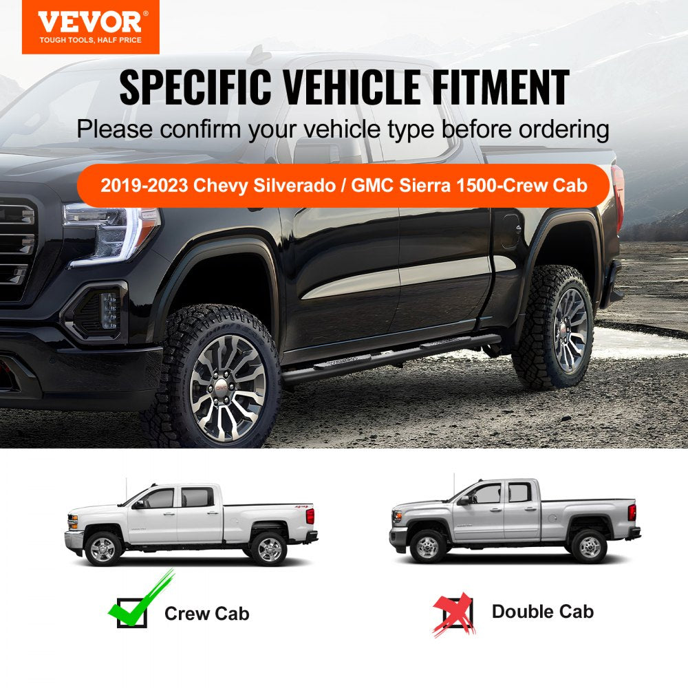 Running Boards 3" Fit 2019-2023 Chevy Silverado/GMC Sierra 1500-Crew Cab