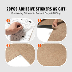Pack of 16 dark brown 20x20 inch carpet tiles with attached padding for easy modular flooring.