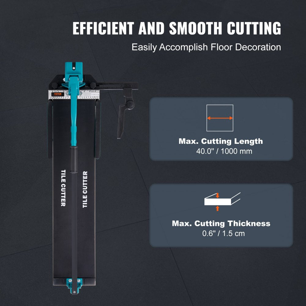 Bostome 40" manual tile cutter with infrared positioning and tungsten carbide cutting wheel.