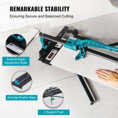 Bostome 40" manual tile cutter with infrared positioning and tungsten carbide cutting wheel.