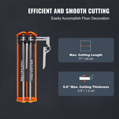 Bostome 17" manual tile cutter with tungsten carbide wheel and ergonomic handle for precise cuts.