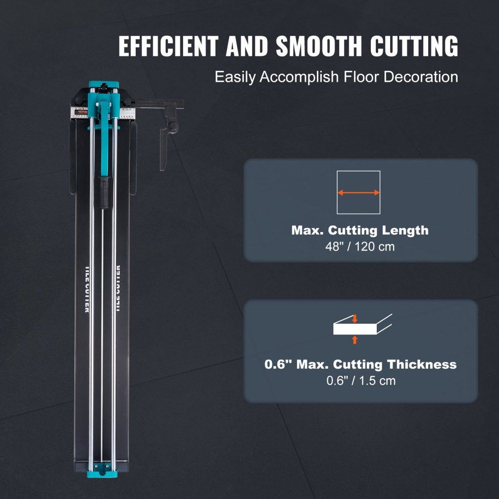 Bostome 48" manual tile cutter with infrared positioning and tungsten carbide cutting wheel.