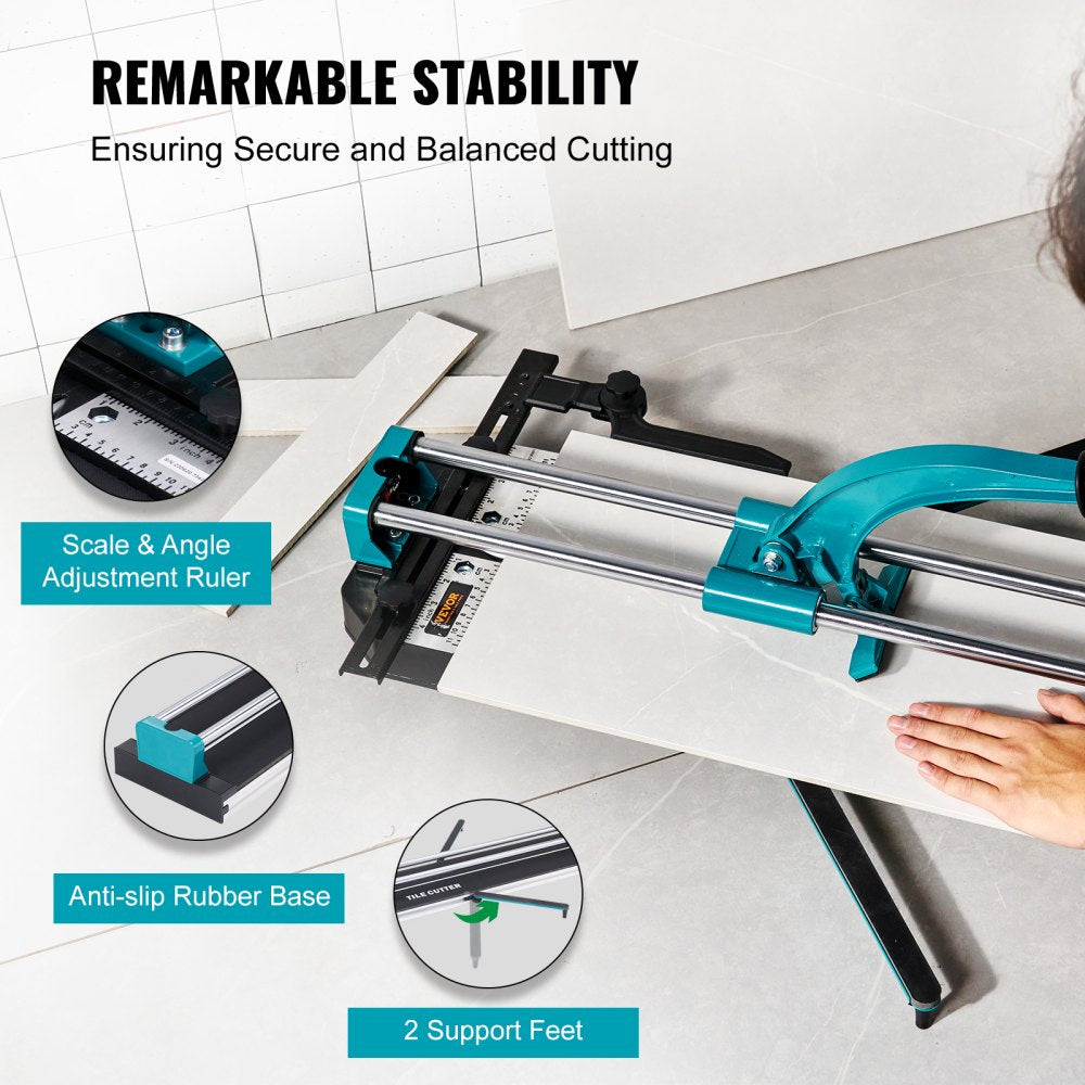 Bostome 48" manual tile cutter with infrared positioning and heavy-duty aluminum base.