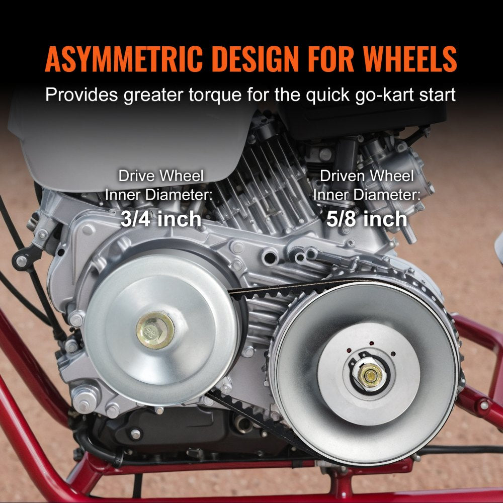 Go-Kart Torque Converter, 3/4" Go-Kart Clutch Kit, 30 Series Asymmetrical Driver Pulley Replacement with Drive Belt, for 2-8 HP Small Engines, Replace Comet 219552, Manco 5957, Yerf Dog Q43201W