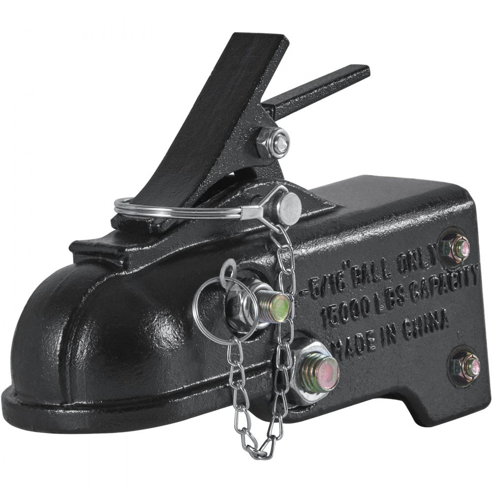Adjustable Trailer Coupler, 2-5/16" Hitch Ball, 15000 lbs Capacity, Heavy Duty Cast Channel-Mount Coupler with Hardware Kit, Ideal for Towing Station Wagons, Pickup Trucks, SUVs, Black Coating