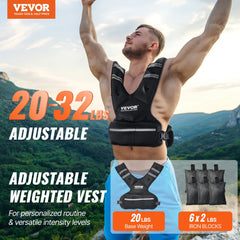 20-32lb Adjustable Weighted Vest for Men Women Strength Training Running