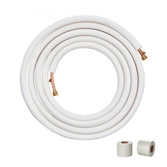 25FT Mini Split Line Set, 1/4" & 3/8" O.D Copper Pipes Tubing and Triple-Layer Insulation, for Mini Split Air Conditioning Refrigerant or Heating Pump Equipment & HVAC with Wrapping Strips.