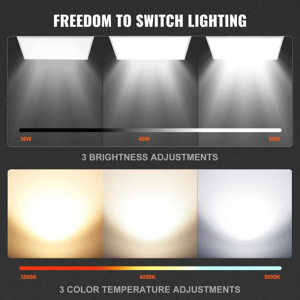 1 Pack 2x4 FT LED Flat Panel Light, 6000LM 50W, Surface Mount LED Drop Ceiling Light Fixture with Adjustable Color Temperature 3500K/4000K/5000K, Ultra Thin for Home Off Tested to UL Standards