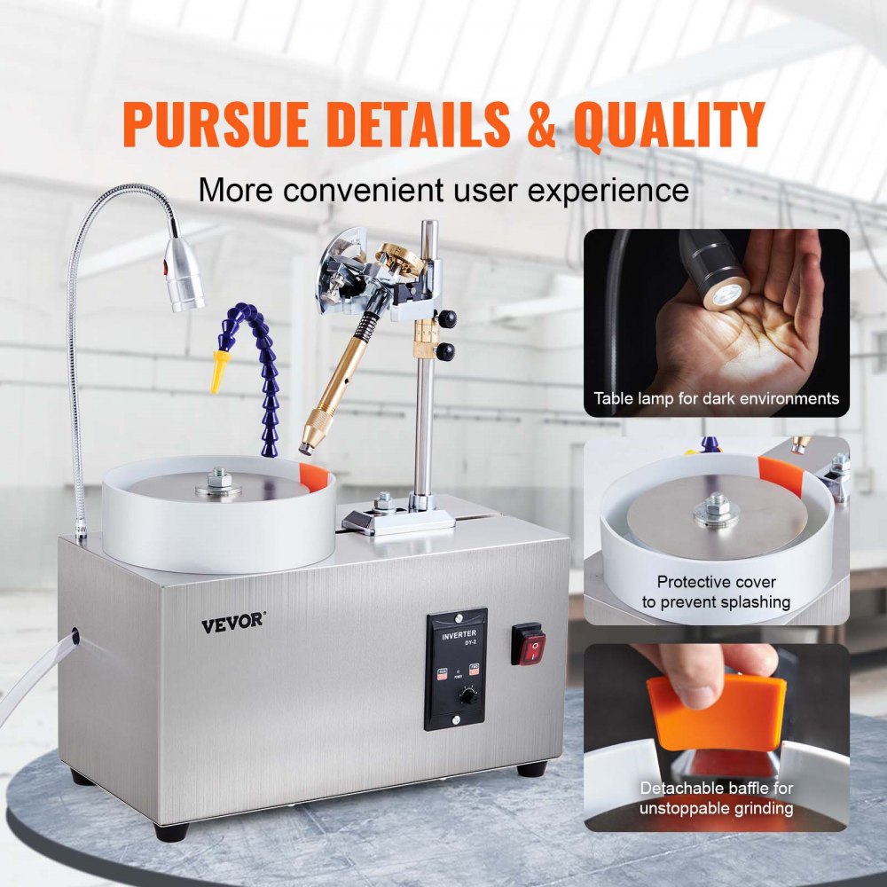 Bostome Gem Faceting Machine with stainless steel build and adjustable speed for jade polishing.