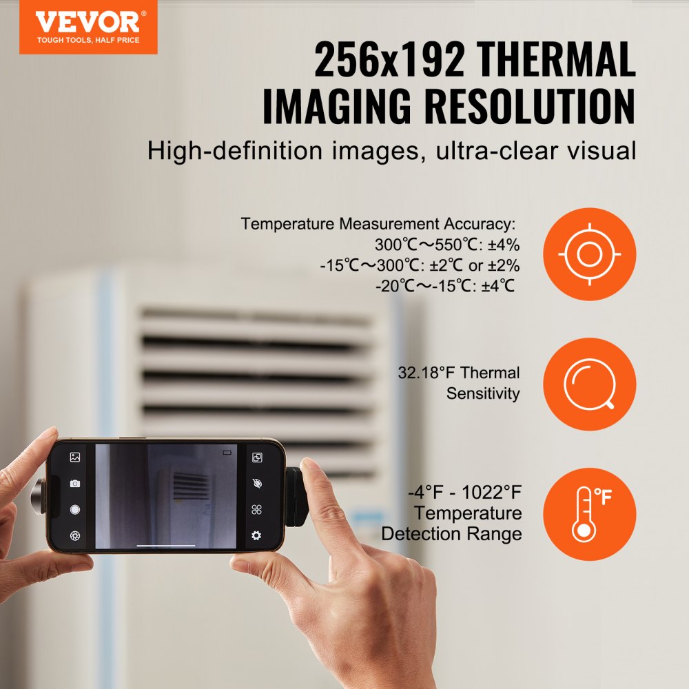 Thermal Imaging Camera for Android & IOS, 256 x 192 IR High Resolution, Wireless Infrared Thermal Imager with WiFi & Visual Camera, 25Hz Refresh Rate Thermal Camera for Smartphone, -4°F-1022°F