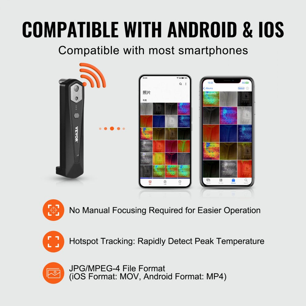 Thermal Imaging Camera for Android & IOS, 256 x 192 IR High Resolution, Wireless Infrared Thermal Imager with WiFi & Visual Camera, 25Hz Refresh Rate Thermal Camera for Smartphone, -4°F-1022°F
