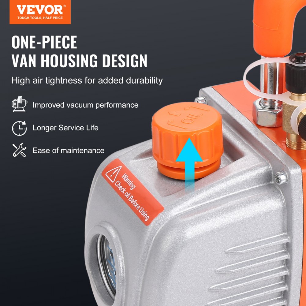 1/4 HP 4.5 CFM AC Vacuum Pump and Gauge Set, Single Stage Rotary Vane HVAC Air Vacuum Pump A/C Refrigerant Kit Manifold Gauge Set, with Three-Color Hose Carry Bag, Applicable to R134a, R410a
