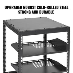 12U Open Frame Server Rack, 15``-40`` Adjustable Depth, Free Standing or Wall Mount Network Server Rack, 4 Post AV Rack with Casters, Holds All Your Networking IT Equipment AV Gear Router Modem