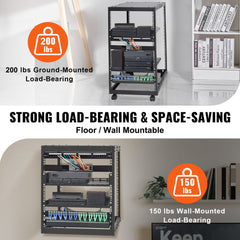 20U Open Frame Server Rack, 15``-40`` Adjustable Depth, Free Standing or Wall Mount Network Server Rack, 4 Post AV Rack with Casters, Holds All Your Networking IT Equipment AV Gear Router Modem