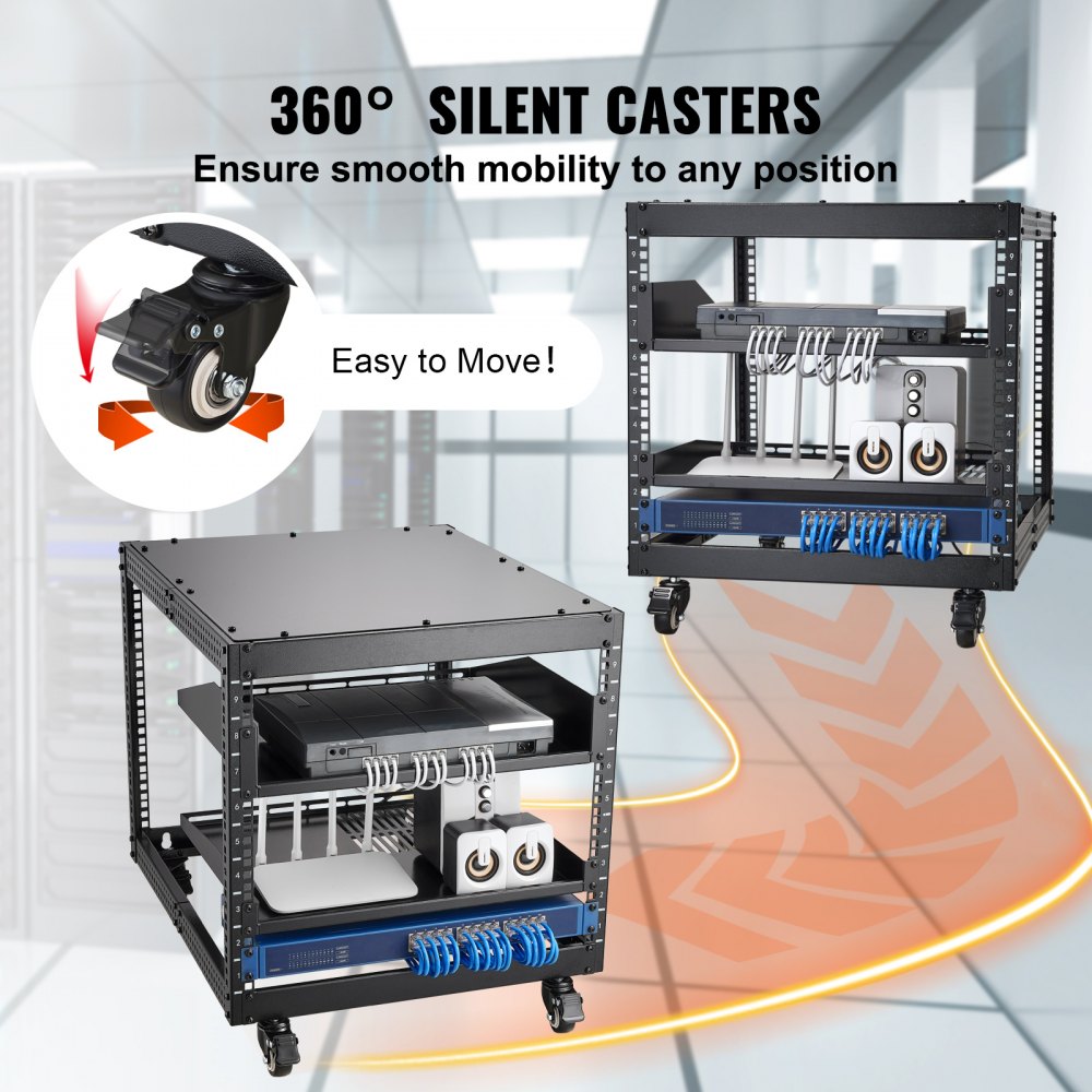 9U 4 Post Open Frame Server Rack Network Enclosure 23``-40`` Adjustable