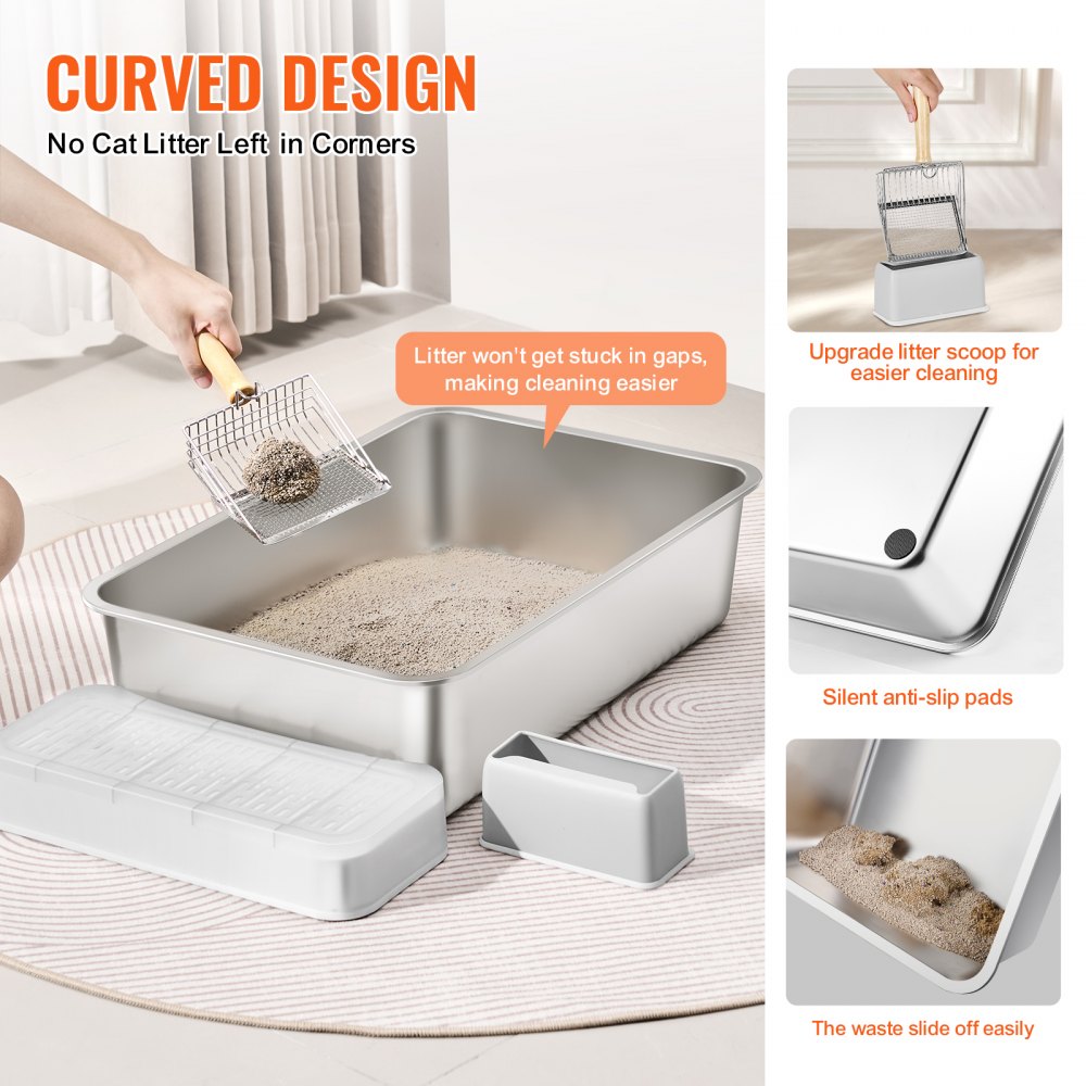 6 in Deep Cat Litter Box Odor-Free Litter Box with Filtering Foot Board