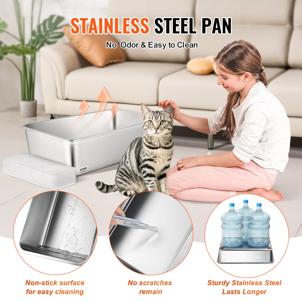 6 in Deep Cat Litter Box Odor-Free Litter Box with Filtering Foot Board