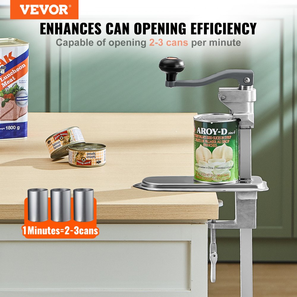 Manual Can Opener, Commercial Table Clamp Opener for Large Cans, Heavy Duty Can Opener with Base, Adjustable Height Industrial Jar Opener For Cans Up to 11.8" Tall, for Restaurant Hotel Home Bar