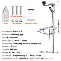 Manual Can Opener, Commercial Table Clamp Opener for Large Cans, Heavy Duty Can Opener with Base, Adjustable Height Industrial Jar Opener For Cans Up to 11.8" Tall, for Restaurant Hotel Home Bar